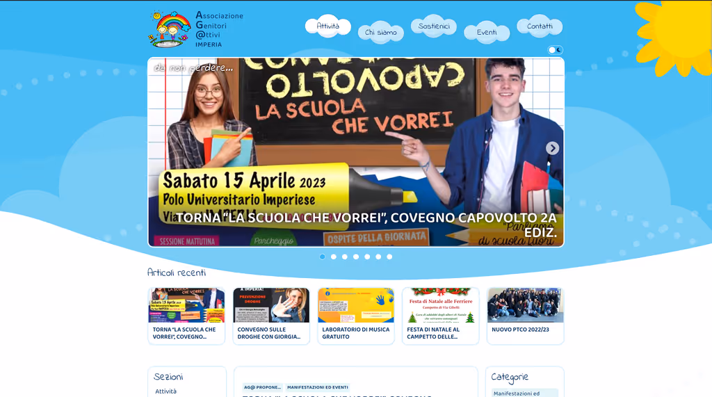 Sito Ag@ in modalità tema chiaro