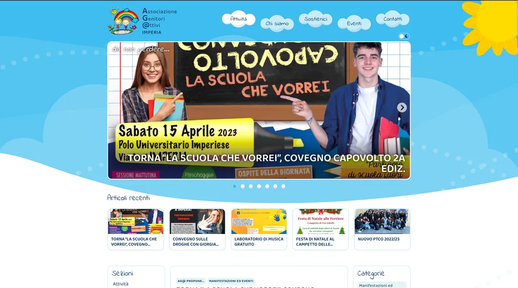 Sito Ag@ in modalità tema chiaro